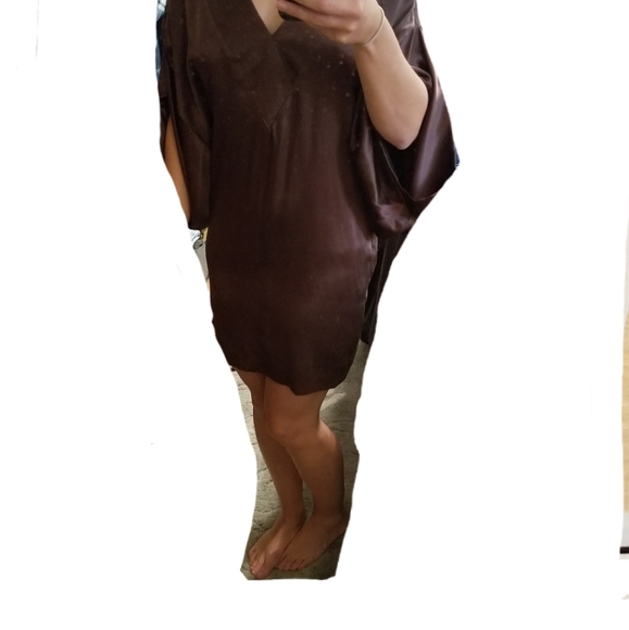 BCBG Silk Kimono Dress Brown XXS - Picture 5 of 5